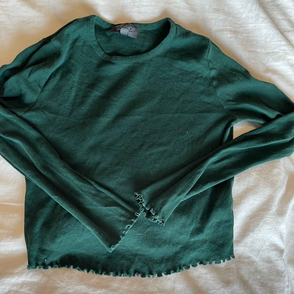 Green cropped long sleeve